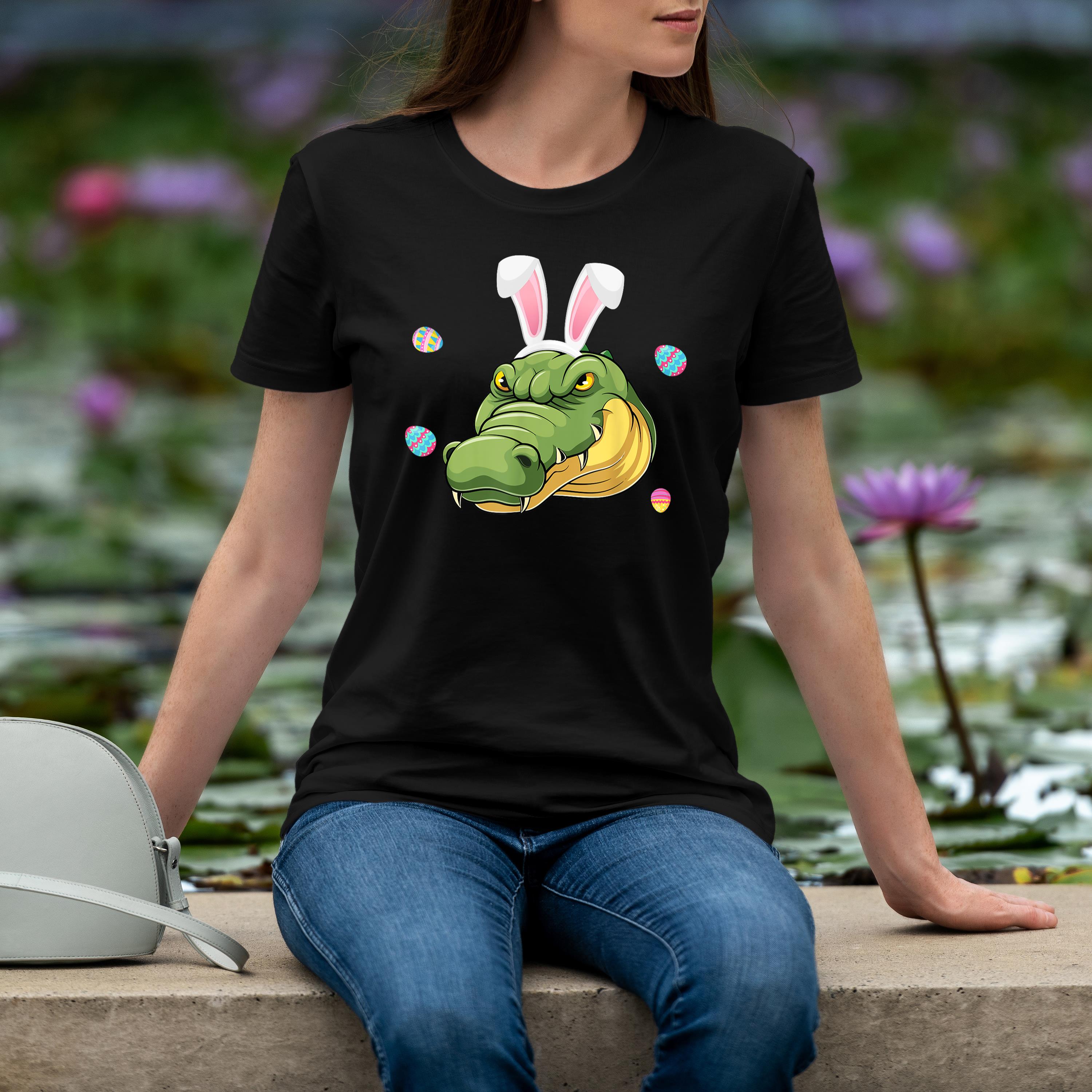 Easter Bunny Alligator Cute Face Sunglasses Hunting Eggs Shirt 